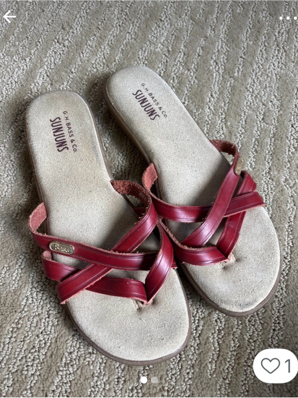 G.H. Bass & Co. Women's Red Leather Crisscross Slide Sandals